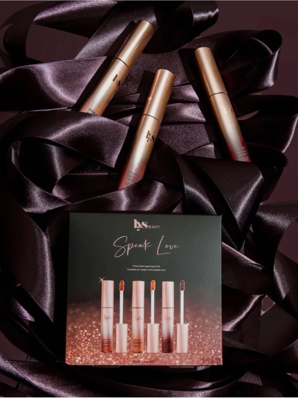 LYS Beauty Speak Love 3-Piece Matte Liquid Lipstick Set - NEW